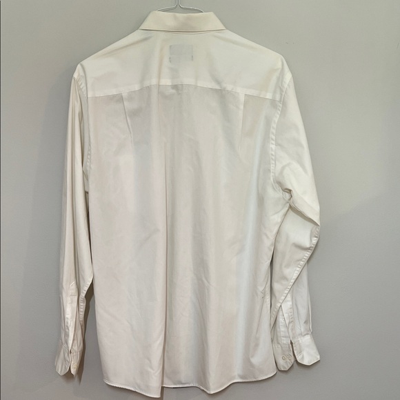 John Ashford Classic White Dress Shirt Fitted Wrinkle Resistant Front Pocket - Picture 4 of 7
